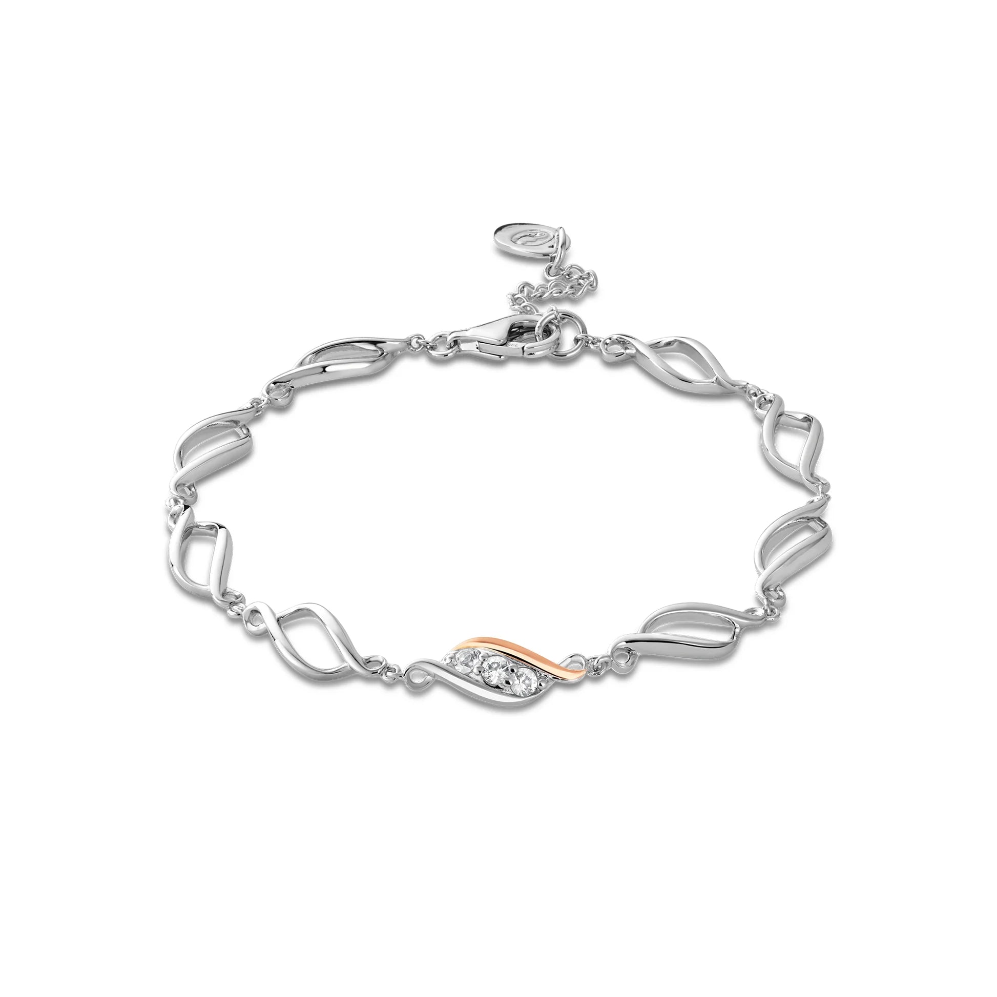 Clogau Past Present Future Muliti-Link Bracelet With White Topaz In Sterling Silver