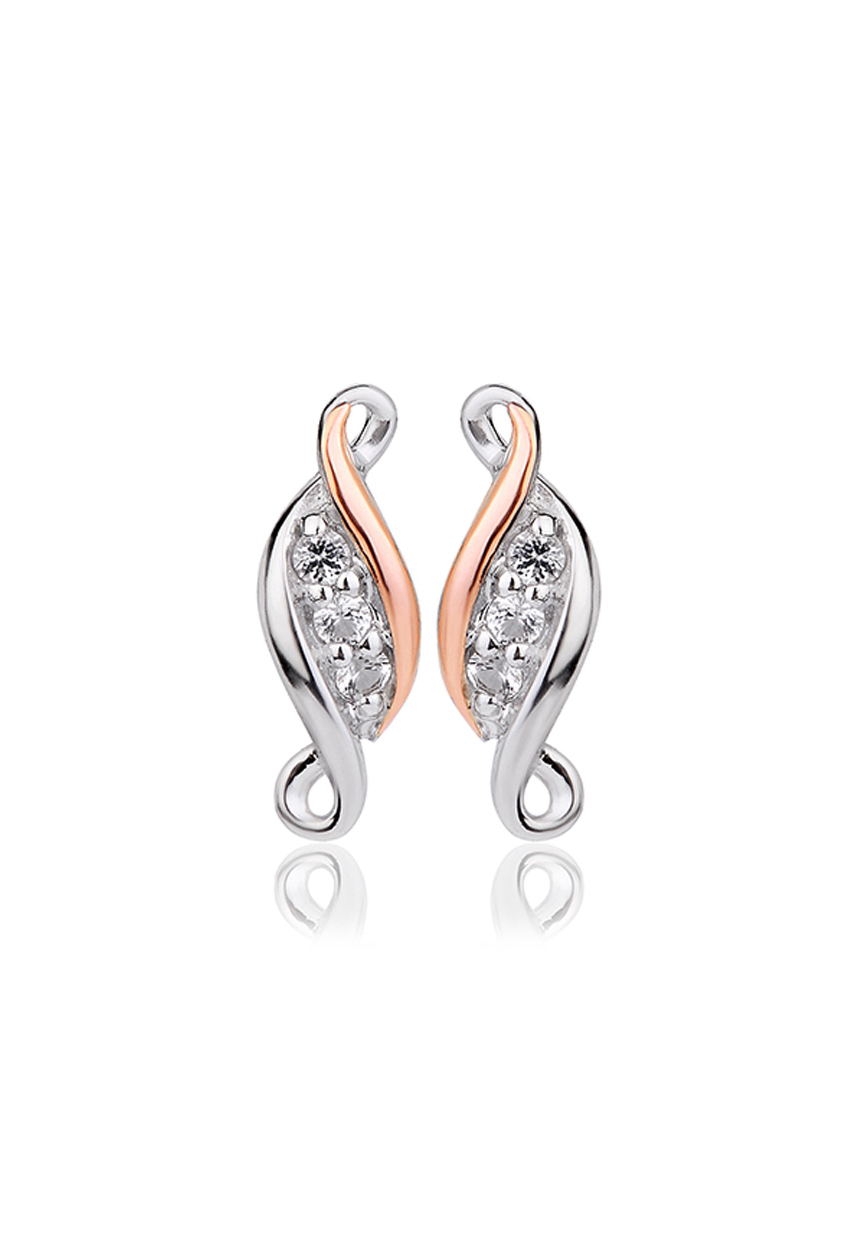 Clogau Silver Past Present Future White Topaz Stud Earrings 3SPPFE