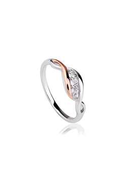 Clogau Past Present Future Ring With White Topaz In Sterling Silver