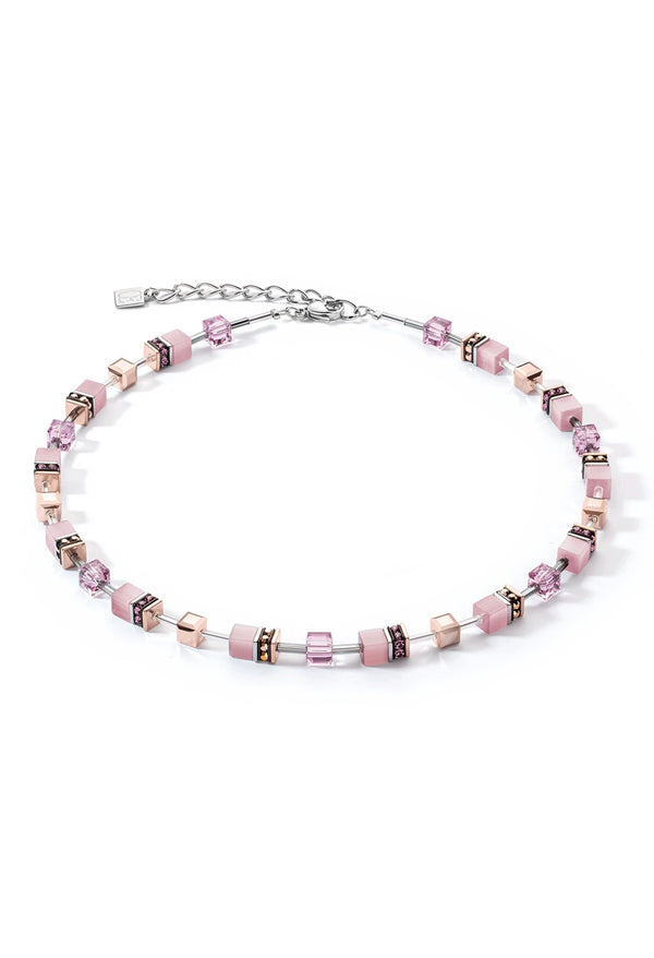 Coeur De Lion GeoCube Lavender with Rose Gold Detail Necklace Stainless Steel *
