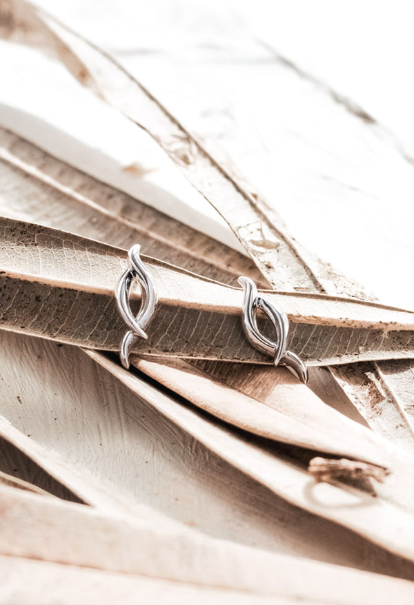 Kit Heath Entwine Twine Twist Stud Earrings in Silver