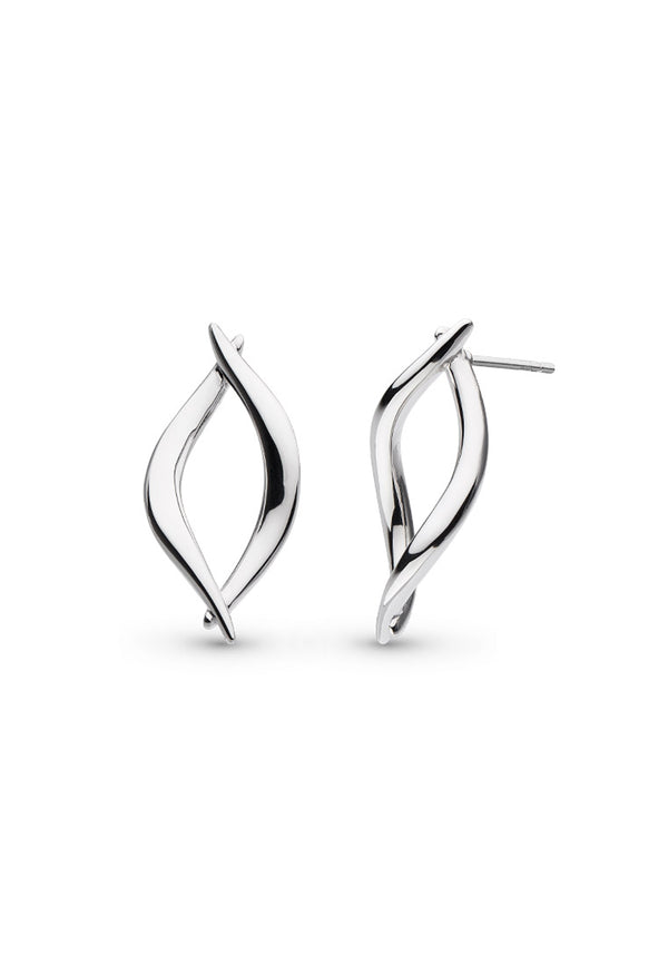Kit Heath Entwine Twine Twist Link Stud Earrings in Silver