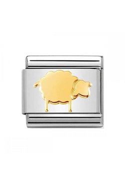 Nomination Composable Classic Link Animals (Earth) Seated Sheep in Stainless Steel with 18k Gold