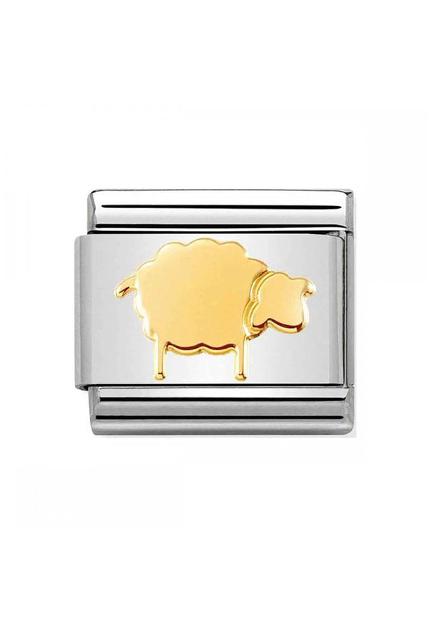 Nomination Composable Classic Link Animals (Earth) Seated Sheep in Stainless Steel with 18k Gold