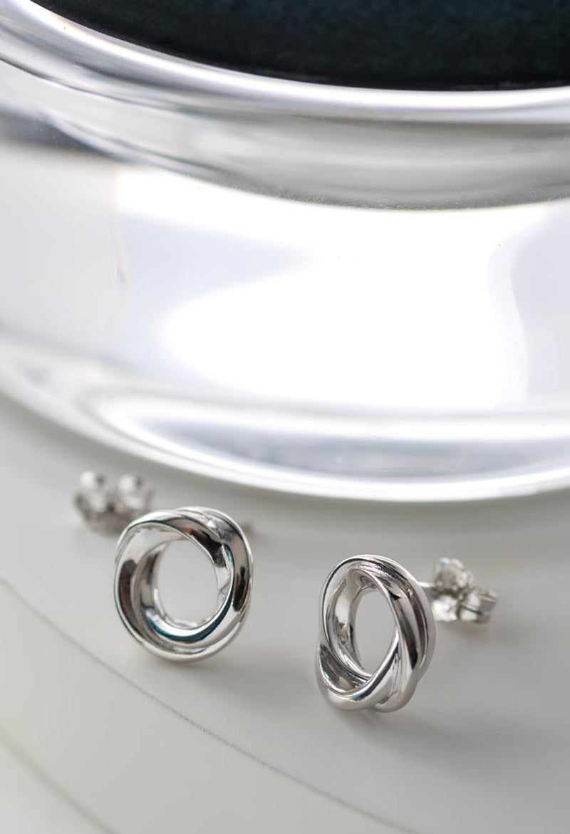 Kit Heath Bevel Trilogy Stud Earrings in Silver