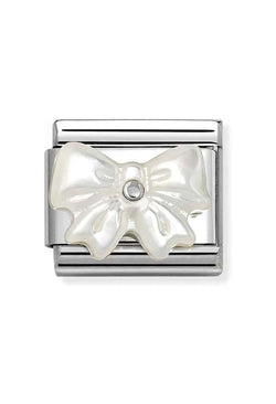 Nomination Composable Classic Mother Of Pearl Resin Bow Link in Silver