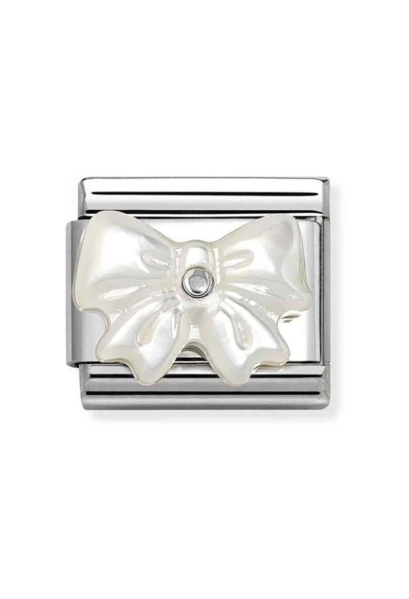 Nomination Composable Classic Mother Of Pearl Resin Bow Link in Silver