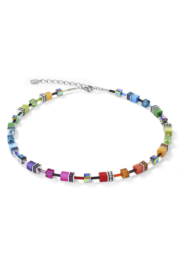 Coeur De Lion GeoCube Multicolour Rainbow Necklace Stainless Steel