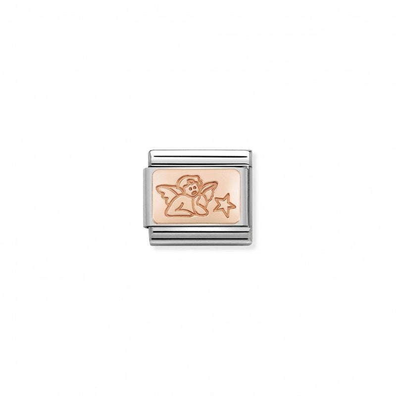 Nomination Composable Classic Link PLATES ANGEL OF WISHES in Stainless Steel with 9K Rose Gold *