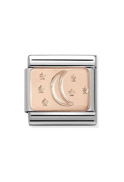 Nomination Composable Classic Link PLATES MOON & STARS in Stainless Steel with 9K Rose Gold