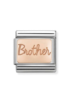 Nomination Composable Classic Link Plates Brother Plate in Stainless Steel with 9K Rose Gold