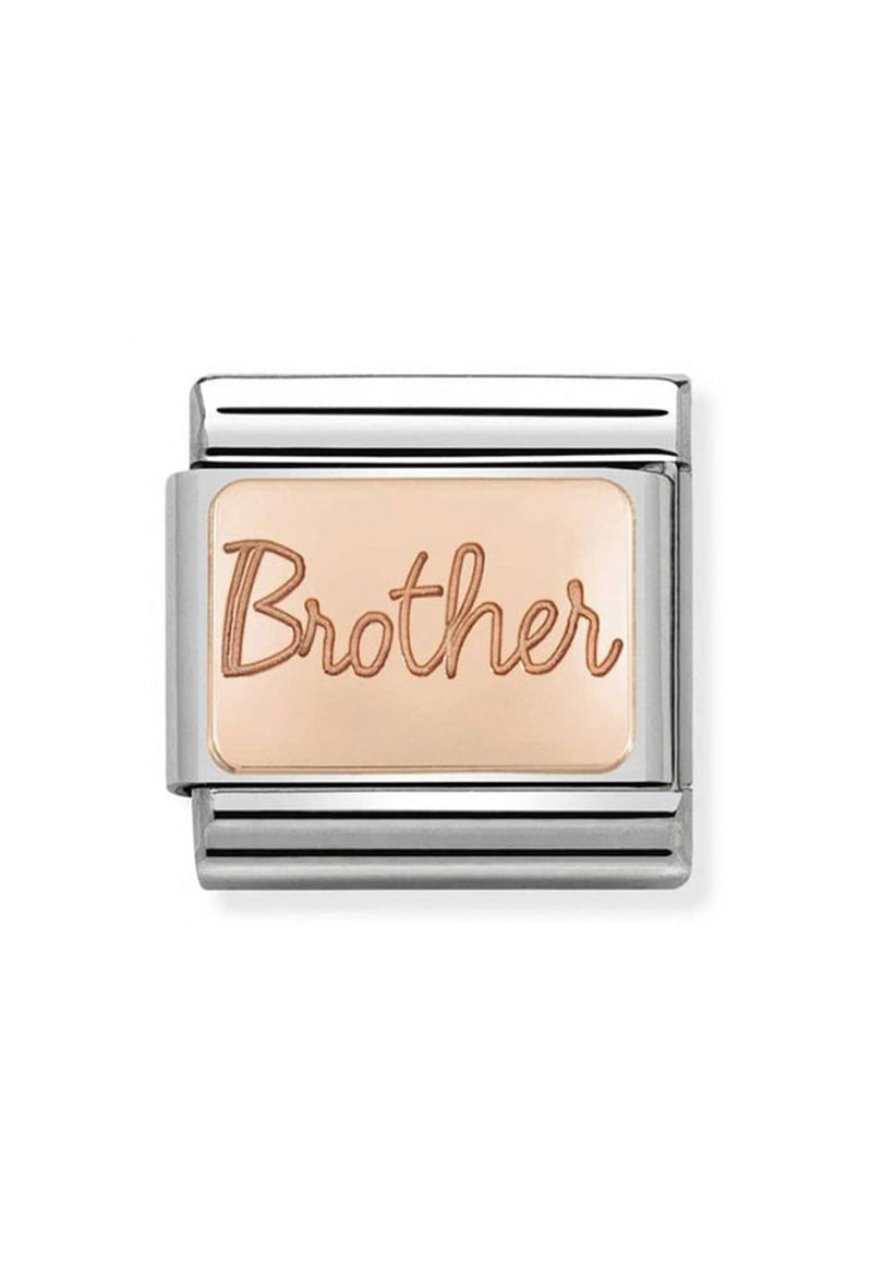 Nomination Composable Classic Link Plates Brother Plate in Stainless Steel with 9K Rose Gold