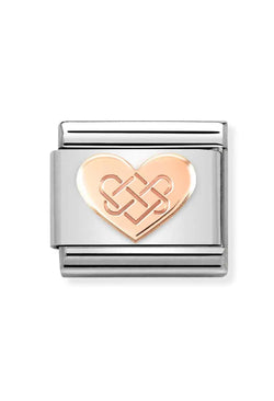 Nomination Composable Classic Celtic Knot Heart Link in 9k Rose Gold