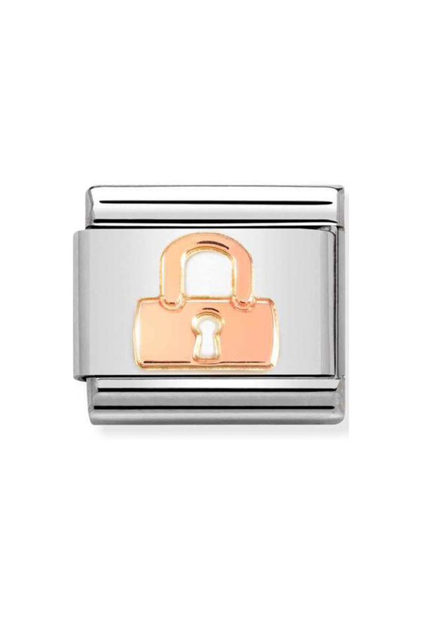 Nomination Composable Classic SYMBOLS PADLOCK in Steel and 375 Gold