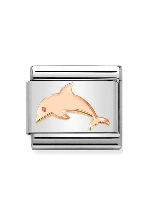 Nomination Composable Classic SYMBOLS DOLPHIN in Steel and 375 Gold
