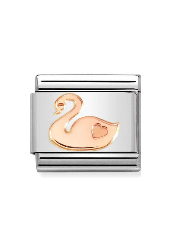 Nomination Composable Classic SYMBOLS SWAN in Steel and 375 Gold