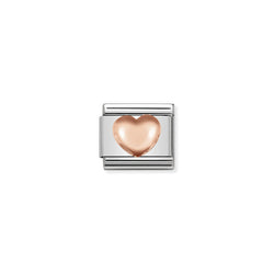Nomination Composable Classic Link Raised Heart in Rose Gold, a rose gold metal charm from Nomination Italy, OD’s Jewellers St Helens