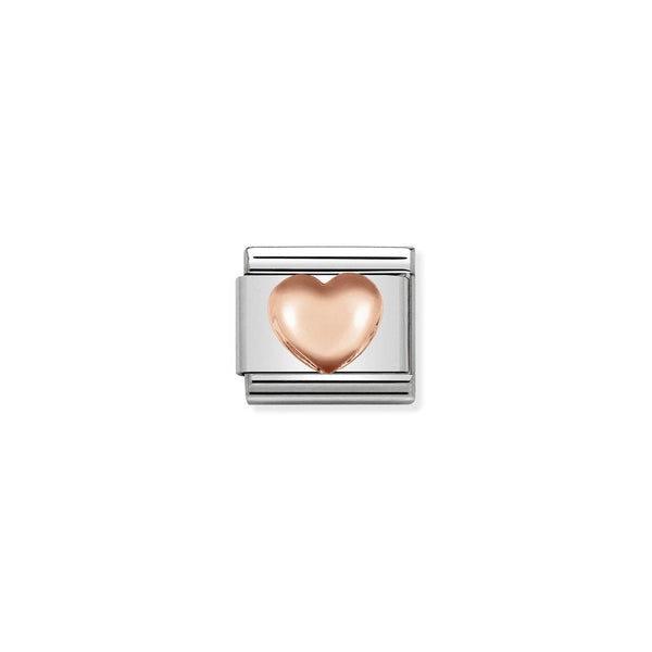 Nomination Composable Classic Link Raised Heart in Rose Gold, a rose gold metal charm from Nomination Italy, OD’s Jewellers St Helens