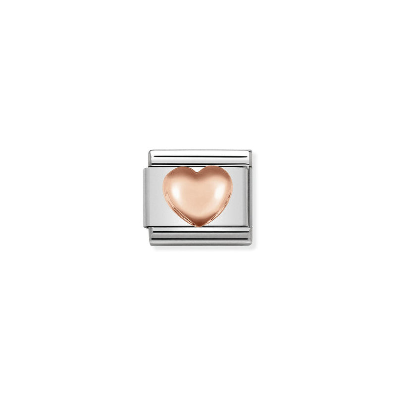 Nomination Composable Classic Link Raised Heart in Rose Gold, a rose gold metal charm from Nomination Italy, OD’s Jewellers St Helens