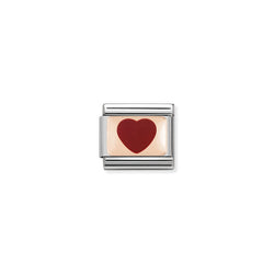 Nomination Composable Classic Link Plates Red Heart in 9K Rose Gold and enamel
