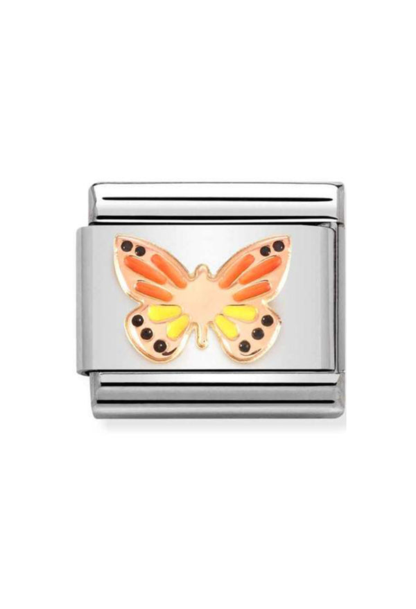 Nomination Composable Classic SYMBOLS RAINBOW BUTTERFLY in Steel, Enamel and 375 Gold