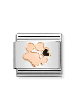 Nomination Composable Classic SYMBOLS DOG PAWPRINT in Steel, Enamel and Bonded Rose Gold
