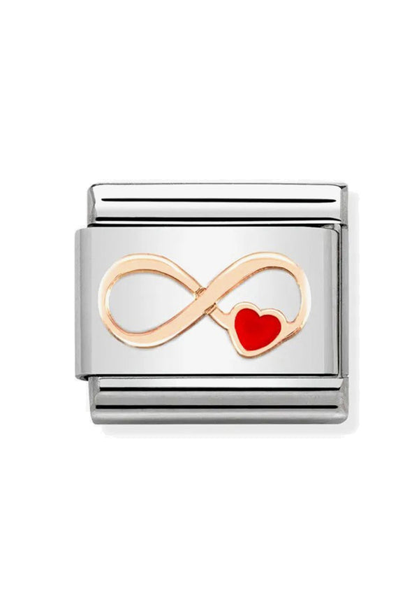 Nomination Composable Classic Link SYMBOLS INFINITY RED HEART in Steel, Enamel & Rose Gold 375