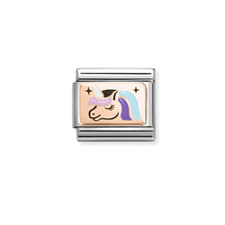 Nomination Composable Classic PLATES Unicorn in Steel, 9K Rose Gold
