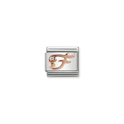 Nomination Double Link Letter F Rose Gold
