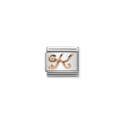 Nomination Double Link Letter K Rose Gold