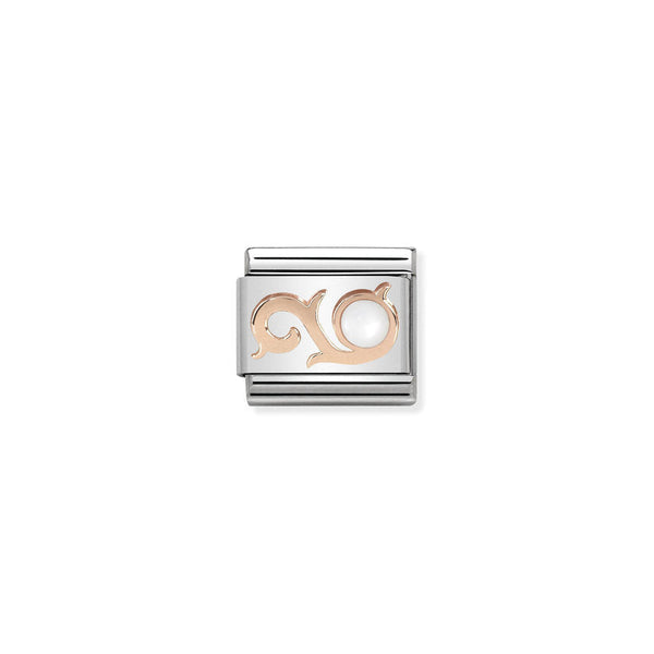 Nomination Composable Classic Link Symbols And Stones Swirl And White Mother of Pearl in 9K Gold *