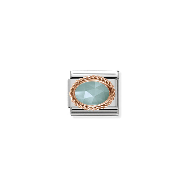Nomination Composable Classic Link Rich Setting Stone Amazonite in Steel and 375 Gold *