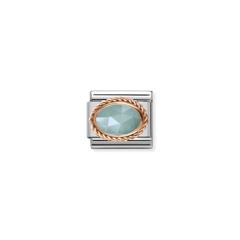 Nomination Composable Classic Link Rich Setting Stone Amazonite in Steel and 375 Gold
