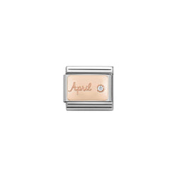 Nomination Composable Classic Link STONE of MONTH APRIL DIAMOND in Stainless Steel & Gold 375