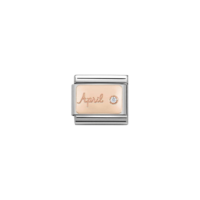 Nomination Composable Classic Link STONE of MONTH APRIL DIAMOND in Stainless Steel & Gold 375