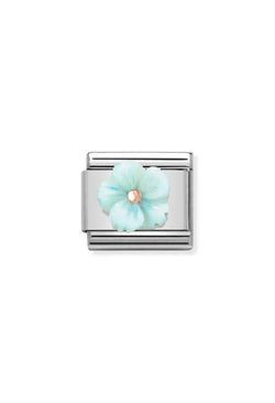 Nomination Composable Classic Link STONE SYMBOLS TURQUOISE MOTHER OF PEARL in Stainless Steel and 375 Gold