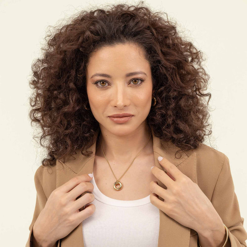 BOSS Live Rounded Circle Pendant in Gold Plated Stainless Steel