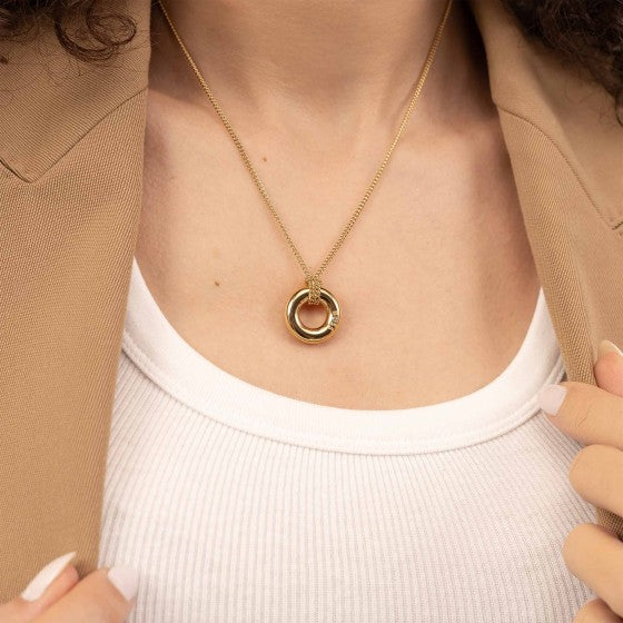 BOSS Live Rounded Circle Pendant in Gold Plated Stainless Steel