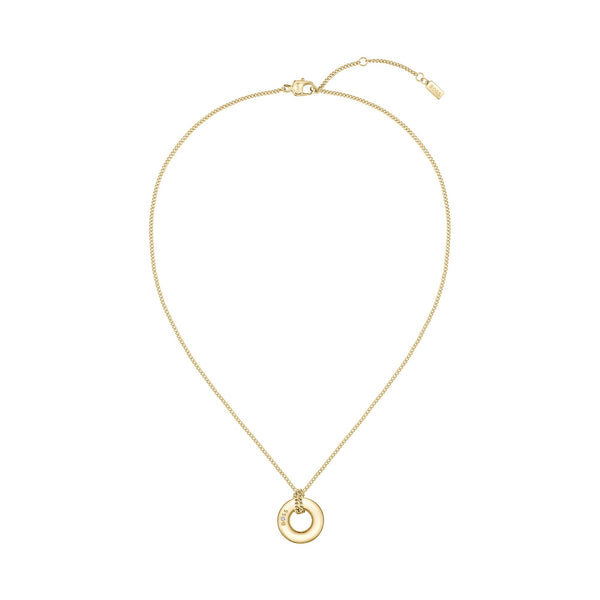 BOSS Live Rounded Circle Pendant in Gold Plated Stainless Steel