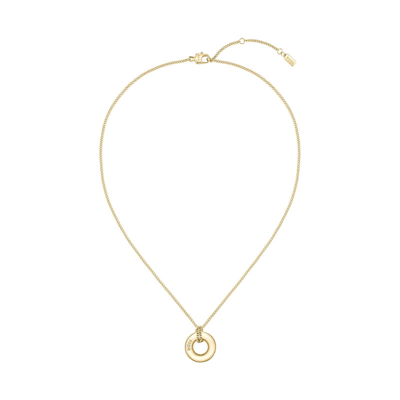 BOSS Live Rounded Circle Pendant in Gold Plated Stainless Steel
