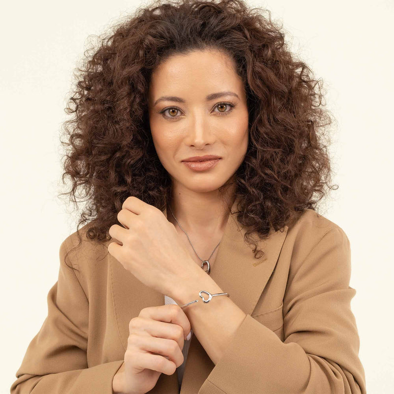 BOSS Ladies Honey Boundless Heart Bangle in Stainless Steel