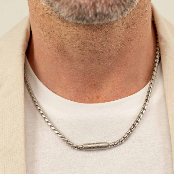 BOSS Mens Doran Necklace Stainless Steel