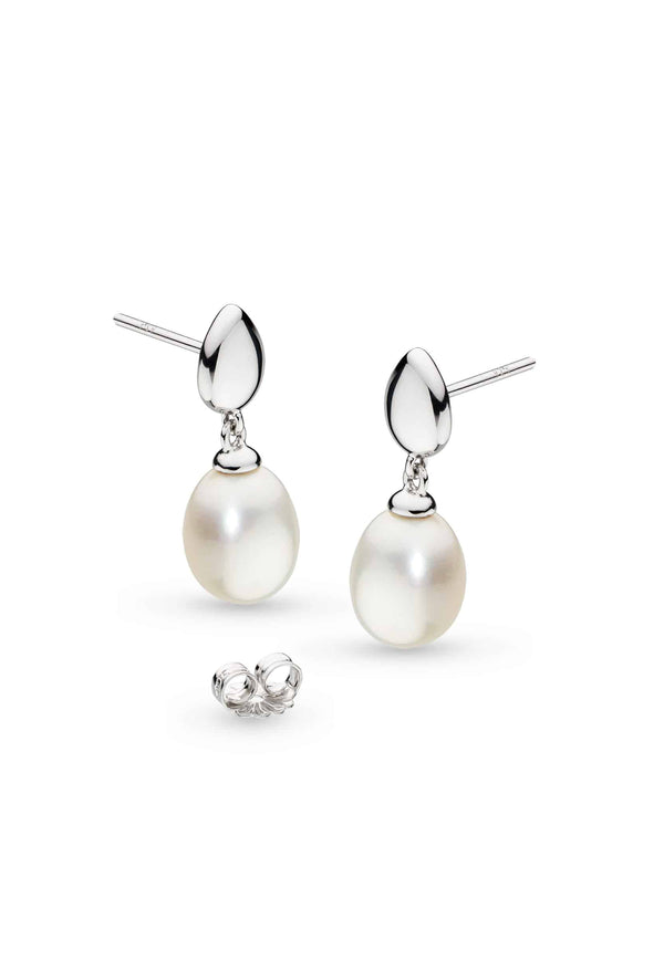 Kit Heath Coast Pebble Stud With Pearl Drop Earrings in Silver