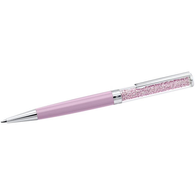 Elegant Swarovski ballpoint pen filled with 500 rose gold crystals, showcasing its detailed design and luxury aesthetic.