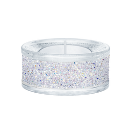 Swarovski tea light holder shimmering with 1500 crystals, reflecting light and adding elegance to decor. Silver tone.
