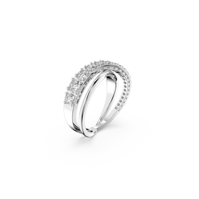 Swarovski Twist ring showcasing its intertwined design with white crystals, highlighting its elegant and unique form.