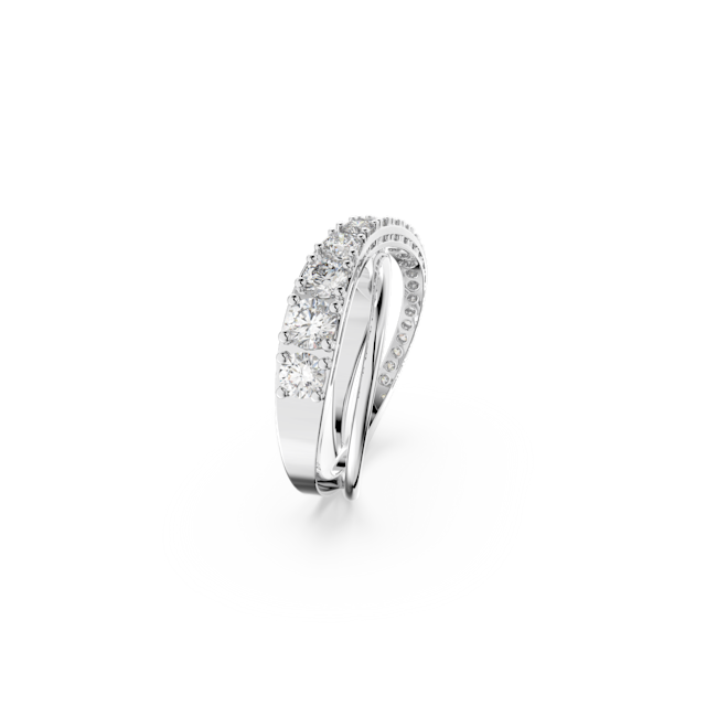 White crystal Swarovski Twist Ring featuring an intertwined, modern design, showcasing sparkle and elegance.