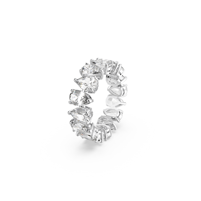 Elegant Swarovski pear-cut crystal ring in sterling silver, perfect for adding subtle sparkle to any look. Timeless Vittore