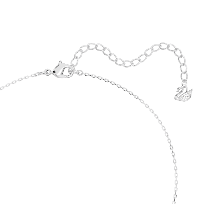 Close-up of the Swarovski crystal pendant necklace chain with swan detail on clasp, showcasing jewelry craftsmanship.