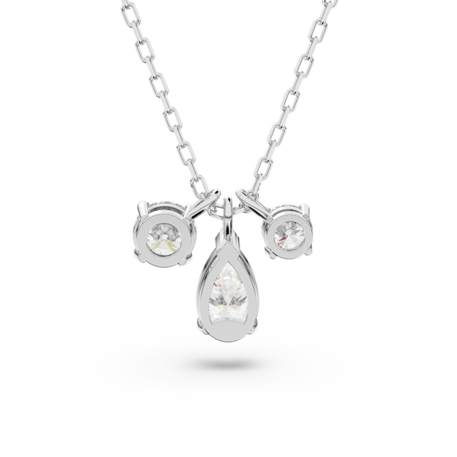 Swarovski crystal pendant necklace featuring mixed cut clear stones on a rhodium plated chain.